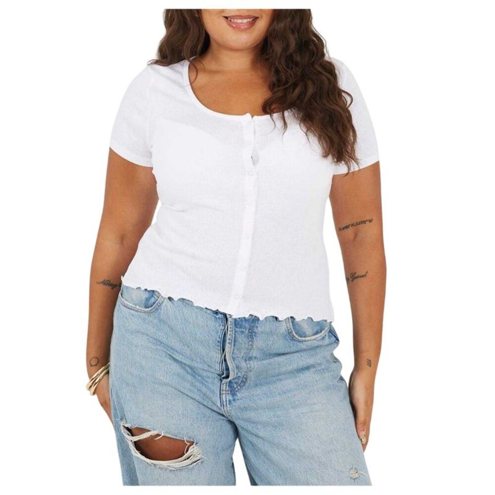 Brave Soul Womens/Ladies Ribbed Plus T-Shirt / White